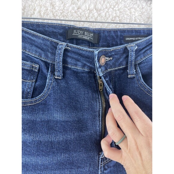 Judy Blue Jeans Women’s Size 11/30 Dark Blue Cropped Straight JB88375 Raw Hem - Picture 7 of 10